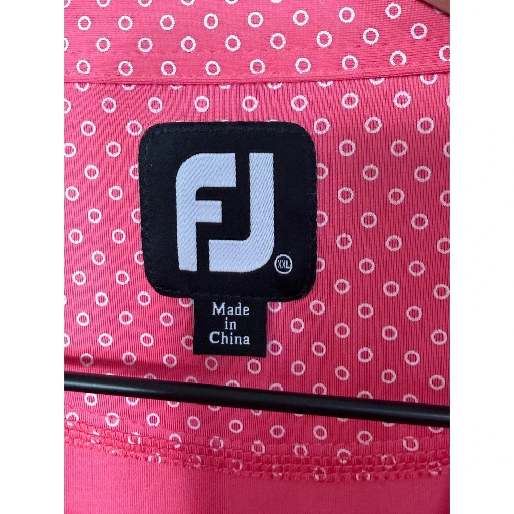 FootJoy XXL‎ ProDry Golf Polo Shirt Pink Dot Print Short Sleeve FJ Active Sporty